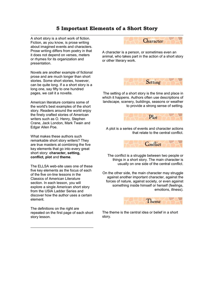  Example Of Short Story With Elements The Elements Of Short Stories 