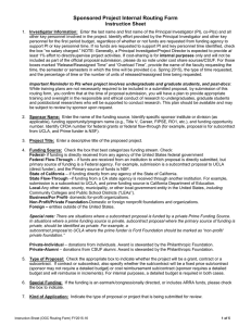 Sponsored Project Internal Routing Form  Instruction Sheet