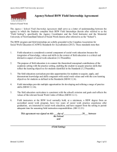 Agency/School BSW Field Internship Agreement