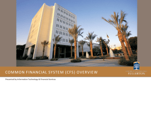 COMMON FINANCIAL SYSTEM (CFS) OVERVIEW