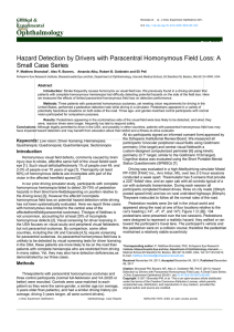 Ophthalmology Hazard Detection by Drivers with Paracentral Homonymous Field Loss: A