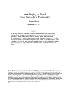 Vote Buying i n Brazil : From Impunity to Prosecution Simeon Nichter