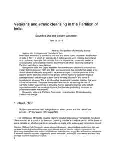 Veterans and ethnic cleansing in the Partition of India