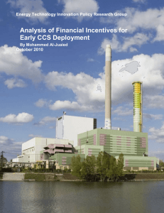 Analysis of Financial Incentives for Early CCS Deployment October 2010