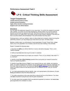 LP 6 - Critical Thinking Skills Assessment Performance Assessment Task 8