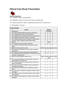 Ethical Case Study Presentation  Scoring Standard