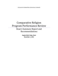 Comparative Religion Program Performance Review Dean’s Summary Report and Recommendations