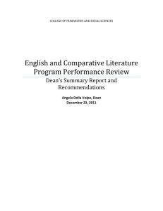 English and Comparative Literature Program Performance Review Dean’s Summary Report and Recommendations