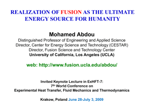 REALIZATION OF AS THE ULTIMATE ENERGY SOURCE FOR HUMANITY FUSION