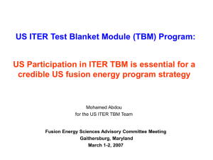 US ITER Test Blanket Module (TBM) Program: Mohamed Abdou