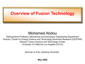 Overview of Fusion Technology Mohamed Abdou