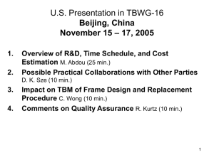U.S. Presentation in TBWG-16 Beijing, China – 17, 2005 November 15