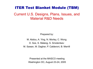 ITER Test Blanket Module (TBM) Current U.S. Designs, Plans, Issues, and