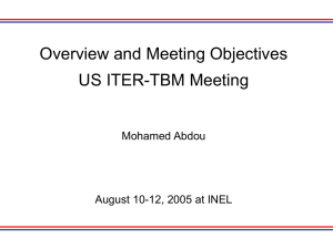Overview and Meeting Objectives US ITER-TBM Meeting Mohamed Abdou