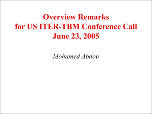 Overview Remarks for US ITER-TBM Conference Call June 23, 2005 Mohamed Abdou