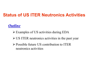 Status of US ITER Neutronics Activities Outline