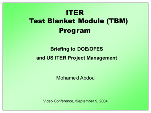 ITER Test Blanket Module (TBM) Program Briefing to DOE/OFES