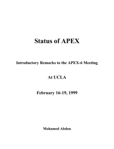 Status of APEX At UCLA February 16-19, 1999