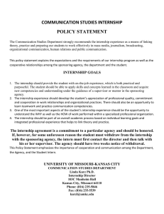 COMMUNICATION STUDIES INTERNSHIP POLICY STATEMENT