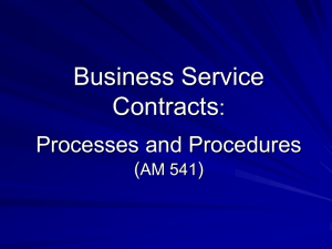 Business Service Contracts : Processes and Procedures