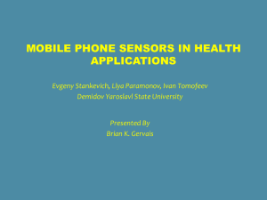 MOBILE PHONE SENSORS IN HEALTH APPLICATIONS