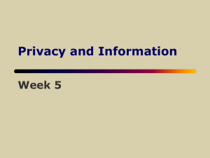 Privacy and Information Week 5