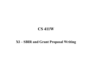 CS 411W XI – SBIR and Grant Proposal Writing