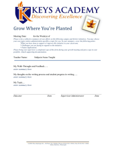 Grow Where You’re Planted Meeting Date: for the Week(s) of