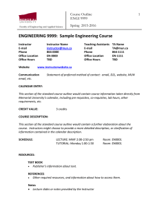 ENGINEERING 9999:  Sample Engineering Course  ENGI 9999