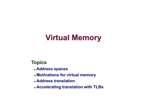 Virtual Memory Topics Address spaces Motivations for virtual memory