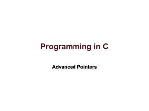 Programming in C Advanced Pointers