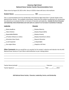 Americas High School National Honor Society Teacher Recommendation Form
