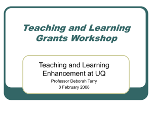 Teaching and Learning Grants Workshop Enhancement at UQ Professor Deborah Terry