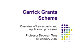 Carrick Grants Scheme Overview of key aspects and application processes