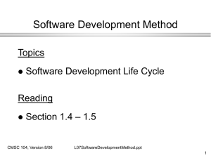 Software Development Method Topics Software Development Life Cycle Reading