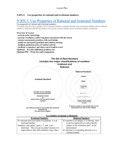 N.RN.3: Use Properties of Rational and Irrational Numbers  Lesson Plan