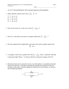 A2.A.23: Solving Rationals: Solve rational equations and inequalities