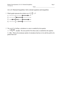 A2.A.23: Rational Inequalities: Solve rational equations and inequalities