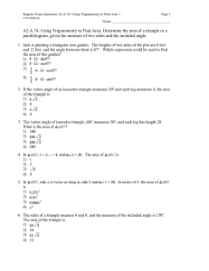 Regents Exam Questions A2.A.74: Using Trigonometry to Find Area 1