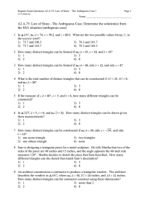 Regents Exam Questions A2.A.75: Law of Sines – The Ambiguous... Page 1 Name: __________________________________