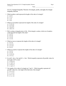 Regents Exam Questions G.G.33: Triangle Inequality Theorem Page 1 Name: __________________________________