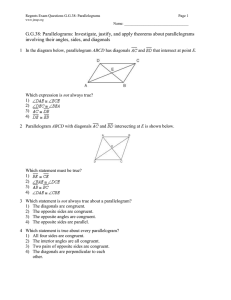 G.G.38: Parallelograms: Investigate, justify, and apply theorems about parallelograms