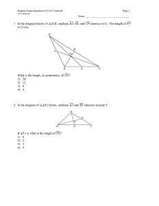 1  In the diagram below of , medians ,