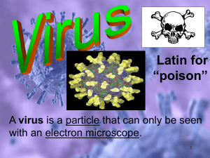 Latin for “poison” virus with an electron microscope.