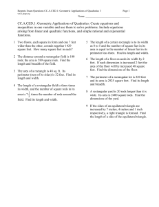 Regents Exam Questions CC.A.CED.1: Geometric Applications of Quadratics 3 Page 1