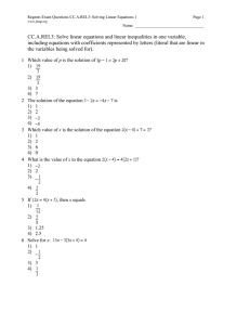 Regents Exam Questions CC.A.REI.3: Solving Linear Equations 1 Page 1 Name: __________________________________