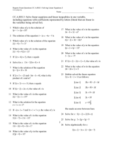 Regents Exam Questions CC.A.REI.3: Solving Linear Equations 2 Page 1 Name: __________________________________