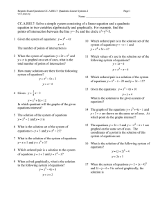 Regents Exam Questions CC.A.REI.7: Quadratic-Linear Systems 2 Page 1 Name: __________________________________