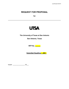 REQUEST FOR PROPOSAL  for The University of Texas at San Antonio