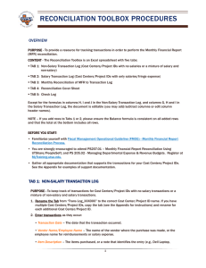 RECONCILIATION TOOLBOX PROCEDURES  OVERVIEW